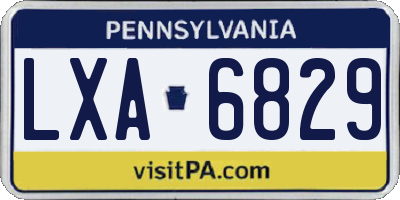 PA license plate LXA6829