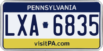 PA license plate LXA6835