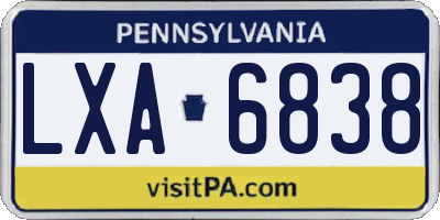 PA license plate LXA6838