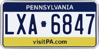PA license plate LXA6847