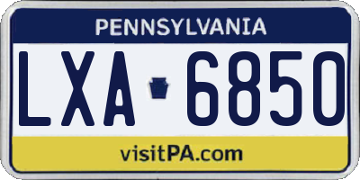 PA license plate LXA6850