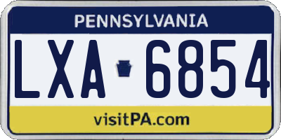 PA license plate LXA6854