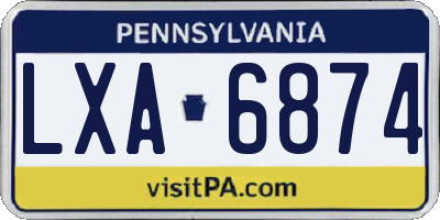 PA license plate LXA6874