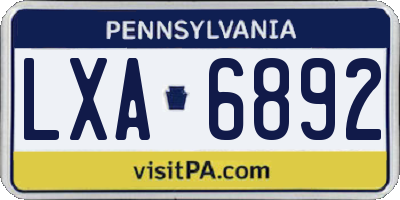 PA license plate LXA6892