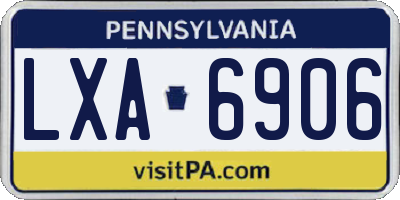 PA license plate LXA6906