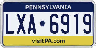 PA license plate LXA6919