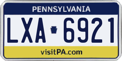 PA license plate LXA6921