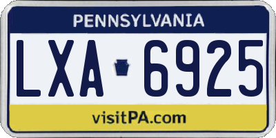 PA license plate LXA6925