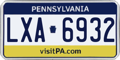 PA license plate LXA6932