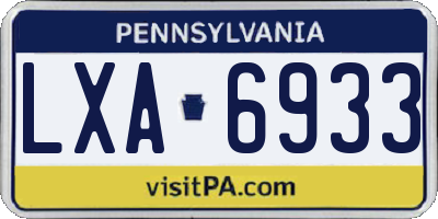 PA license plate LXA6933