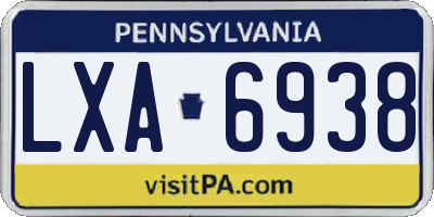 PA license plate LXA6938