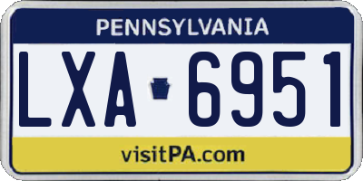 PA license plate LXA6951