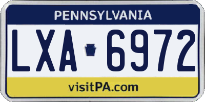 PA license plate LXA6972