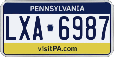 PA license plate LXA6987