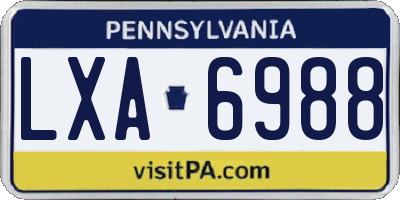 PA license plate LXA6988