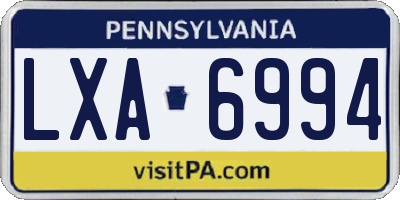 PA license plate LXA6994