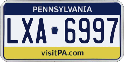 PA license plate LXA6997