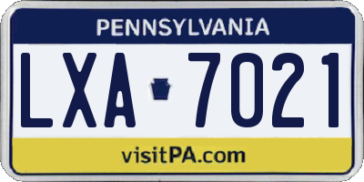 PA license plate LXA7021