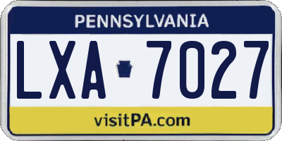 PA license plate LXA7027
