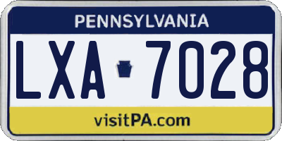 PA license plate LXA7028
