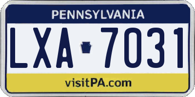 PA license plate LXA7031
