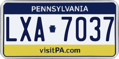 PA license plate LXA7037