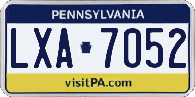 PA license plate LXA7052