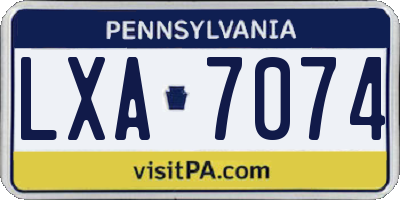 PA license plate LXA7074