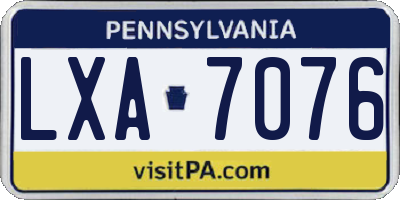 PA license plate LXA7076
