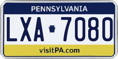 PA license plate LXA7080