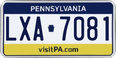 PA license plate LXA7081