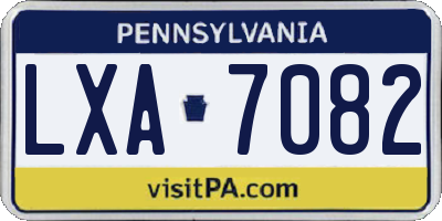 PA license plate LXA7082