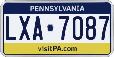 PA license plate LXA7087