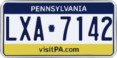 PA license plate LXA7142