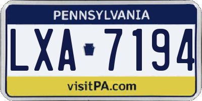 PA license plate LXA7194
