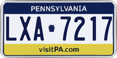 PA license plate LXA7217
