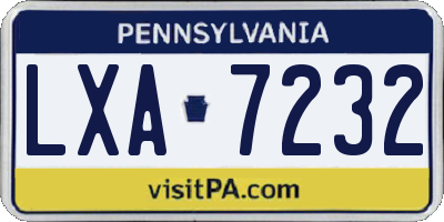 PA license plate LXA7232
