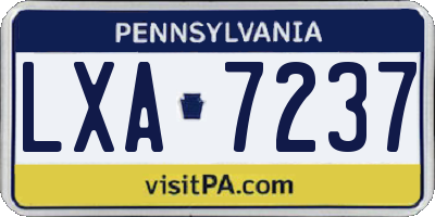 PA license plate LXA7237