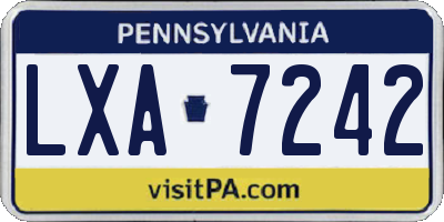 PA license plate LXA7242