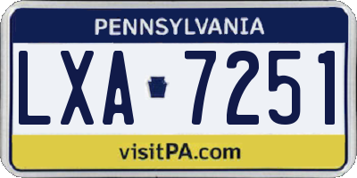 PA license plate LXA7251
