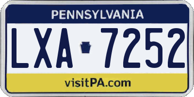 PA license plate LXA7252