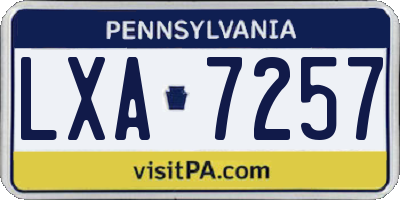 PA license plate LXA7257