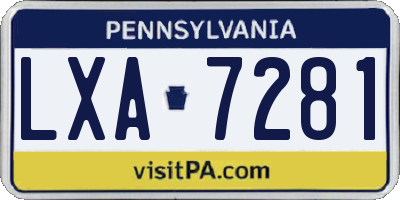 PA license plate LXA7281