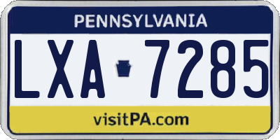 PA license plate LXA7285