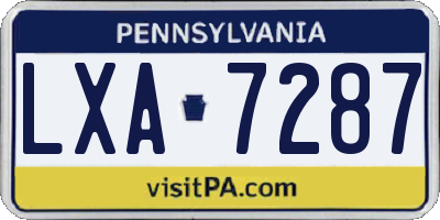 PA license plate LXA7287