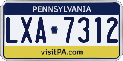 PA license plate LXA7312