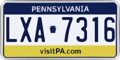 PA license plate LXA7316