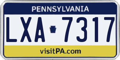 PA license plate LXA7317