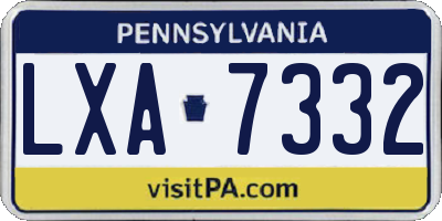 PA license plate LXA7332