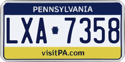 PA license plate LXA7358